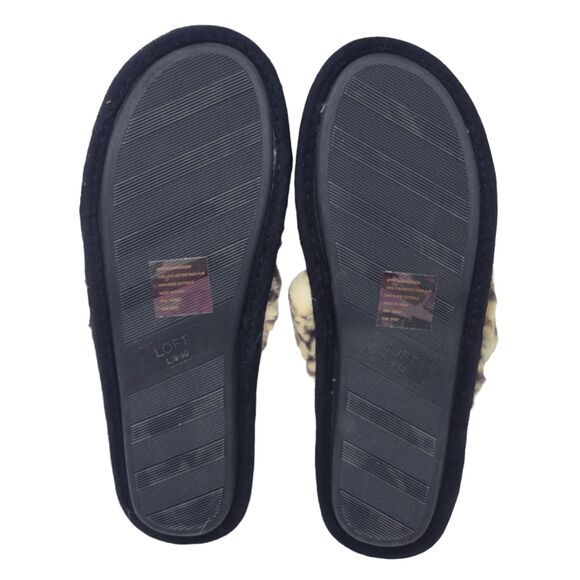 LOFT Open Toe Twist Slippers Faux Fur Animal Print Cairo Brown size Large NWT - Picture 3 of 5